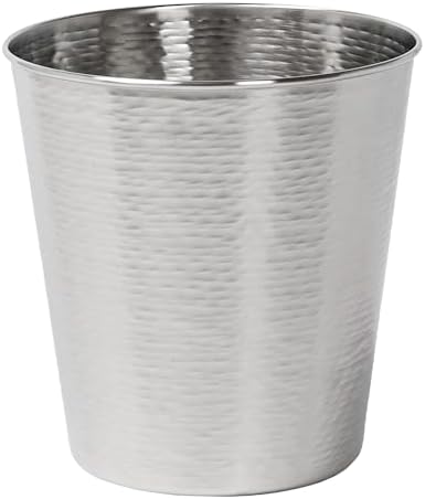 happimess Remi 2.1 Gal Textured Steel Wastebasket, Brushed Steel