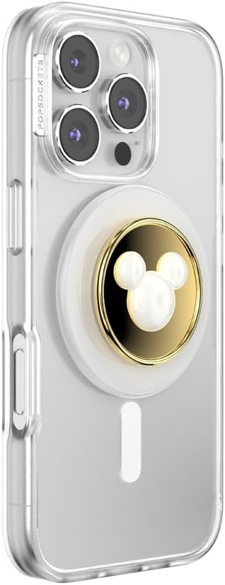 PopSockets Phone Grip for MagSafe, Magnetic Holder- Pearl Mickey | Removable, For Kindle / Android / iPhone, With Magnet, Disney, Mickey Mouse, Minnie, Enamel, Designs