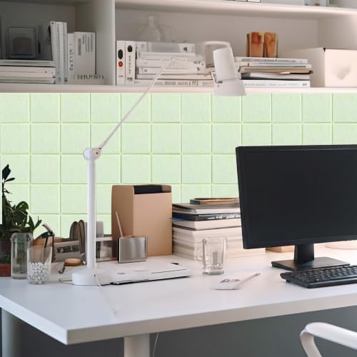 Honoson 12 Pack Felt Bulletin Board Tiles with Safe Adhesive, Sage Green