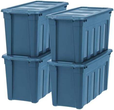 IRIS USA 4-Pack 31 Gal Heavy Duty Storage Totes with Lids, Navy