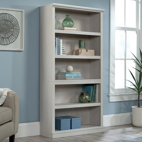 Sauder 5 Tier Book Shelf Wooden Bookcase Multipurpose Bookshelf for Home Office, Living Room, in Glacier Oak