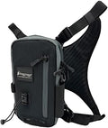 FROGG TOGGS Hightide Fishing Chest Pack, Easy Hands-Free tackle storage bag with built-in Rod Support, Black, OS
