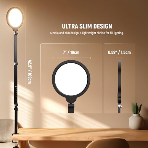 NEEWER Basics 18W 7" Ring Light with Desk Stand/C Clamp, 2 Pack 3000K-6500K Dimmable Full Screen LED Circle Lighting for Video Conference Streaming Phone Selfie Recording Laptop Computer Zoom, R18