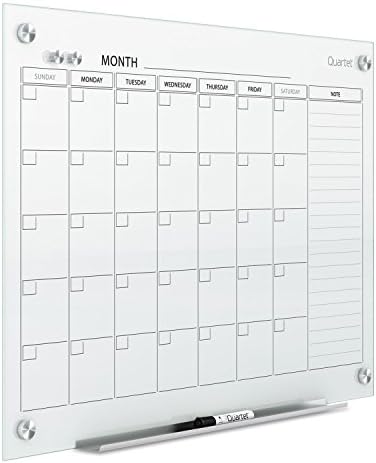 Quartet Dry Erase White Board 48"W x 36"H Glass Calendar, Magnetic Planning Board, White (GC2418F)