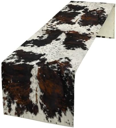 Cow Print Table Runner, Black White Cowhide Print Western Style Table Runner Country Farmhouse Cottage Cow Patten Table Decoration for Home Kitchen Dining, 13x90 Inch