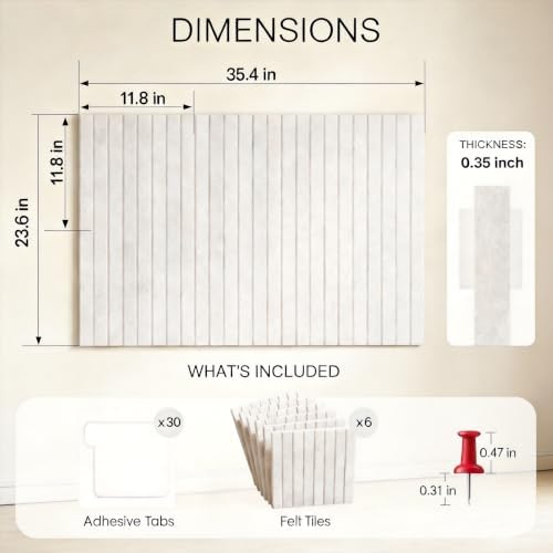 Felt Bulletin Board 36"x24"–6 Pack Cork Boards for Walls, Light Tan
