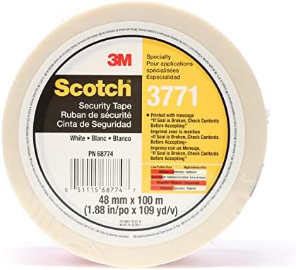 3M Scotch Printed Message Box Sealing Tape 3771, White, 48 mm x 100 m