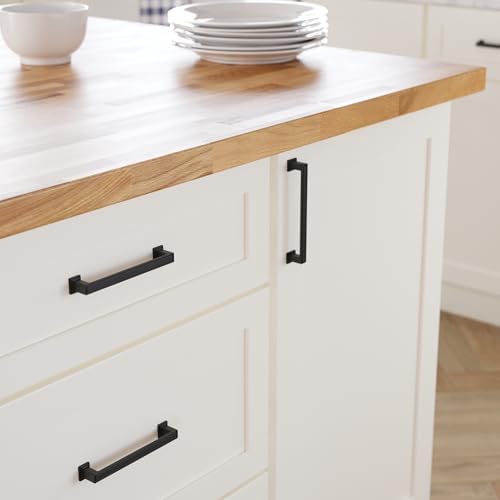 Franklin Brass 10 Pack Matte Black Cabinet Handles 5-1/16 inch (128mm) Kitchen Cabinet Handles and Drawer Pulls for Cupboards and Dressers | Recessed Square