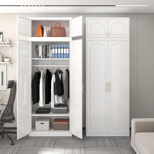 SteeLoong Metal Wardrobe Cabinet,Armoire Wardrobe Closet with Hanging Rod