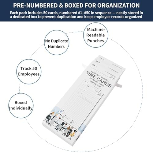 300 Time Cards AT-4500 Time Cards 6-Packs of 50ea (with separate box)