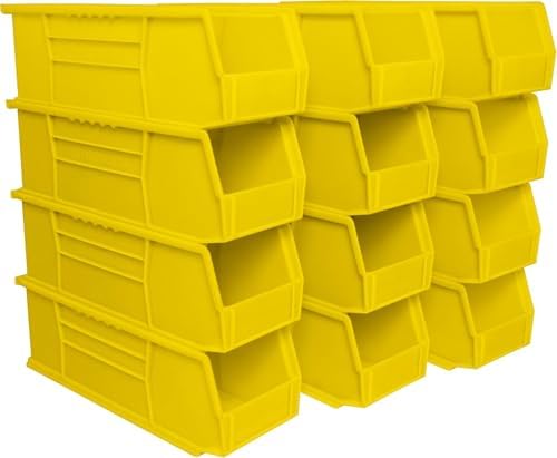 Akro-Mils 30234 AkroBins Plastic Storage Bins, 15"x5"x5", Yellow, 12-Pack