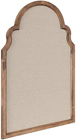 Kate and Laurel Hogan Farmhouse Framed Arch Fabric Pinboard, 24 x 36, Natural Rustic, Decorative Bulletin Board for Wall