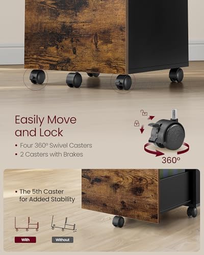 VASAGLE 2-Drawer File Cabinet, Small Rolling Filing Cabinet