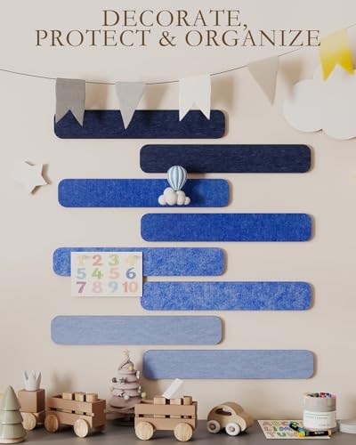 JBER Felt Strip Board 13" x 2", 8 Pack Cork Board Alternative, Denim Haze