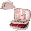 Teamoy Journal Supplies Storage Case, Portable Planner Bag, Pink Quilted