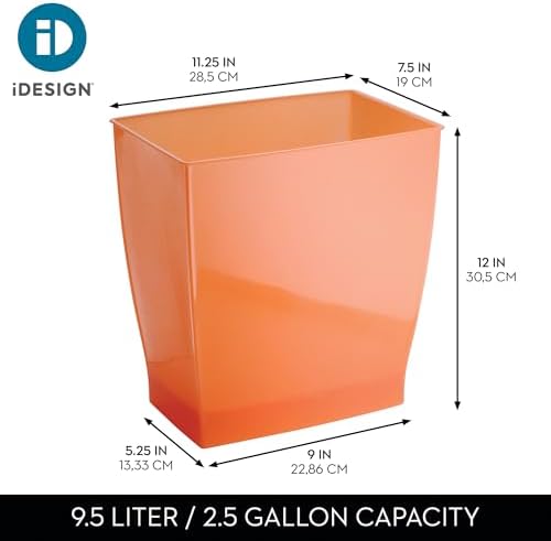 iDesign Small Plastic Bathroom Trash Can, Orange