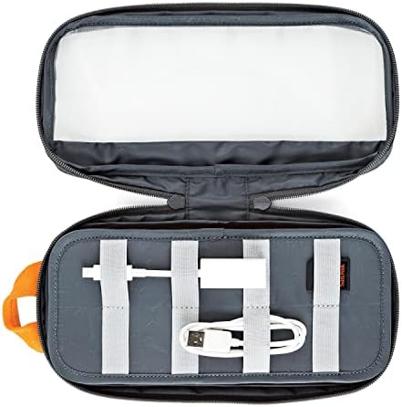 Lowepro GearUp Pouch Medium, Travel Essentials, Travel Case for PC Cords, Cables, Adapters, Batteries, Chargers, USB Sticks, Laptop Accessories, Made of Recycled Fabric, Grey