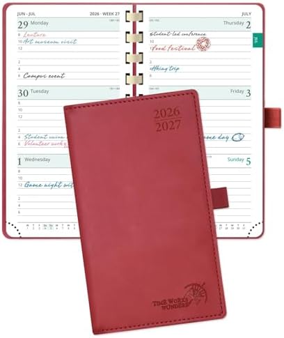 POPRUN Pocket Planner 2026-2027, Small 3.5''x6.5'' Academic Pocket Calendar
