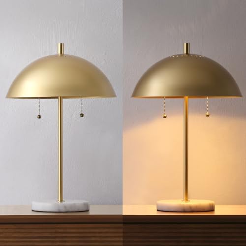 JONATHAN Y Ella 2-Light Table Lamp 20.7" Metal Marble, Gold Leaf/White