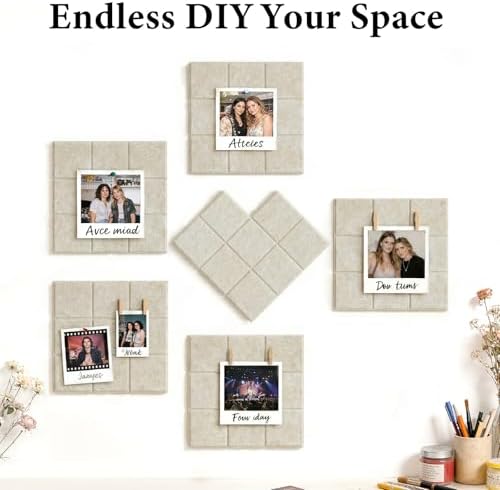 Large Felt Bulletin Board for Walls: 6-Pack Black Cork Board Alternative 11.8x11.8 Inch Peel and Stick Pin Board Wall Decor for Home Organization, Office Memo Board, Self-Adhesive Wall Tiles