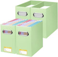BALEINE 4PK File Organizer Box, Cardboard File Folder Organizer with Handle | Strong Corrugated Paper Core, Label Stickers for Identification, Hanging File Folder Organizer, Home Office Document Storage