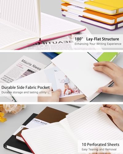 Dynta Hardcover Journals Bulk, 10 Packs A5 Lined Notebooks for Writing