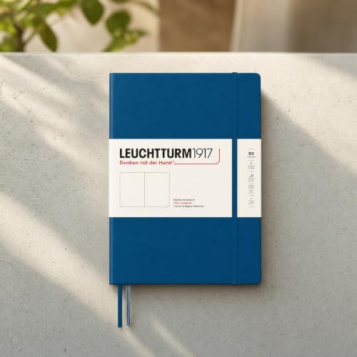 LEUCHTTURM1917 - Notebook Hardcover Composition B5-219 Numbered Pages for Writing and Journaling (Indigo, Plain)