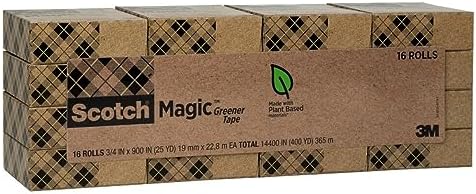 Scotch Magic Greener Tape, 0.75 in .x 900 in., 16 Rolls