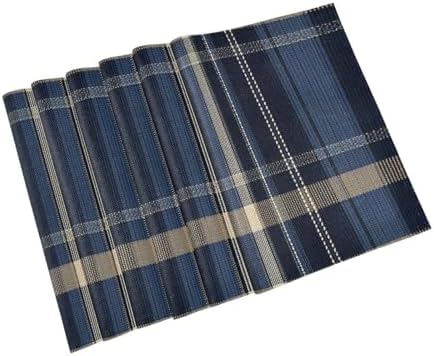 ALAZA Navy Plaid Tartan Pattern 1 PC Placemats Rectangle Table Mat for Dining Table Restaurant Kitchen Home Decor, 12" x 18"