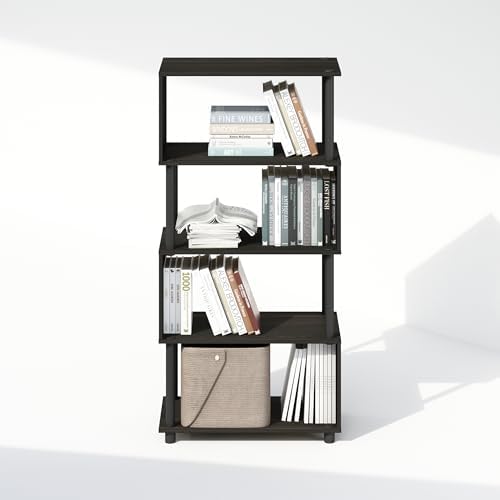 Furinno Reed 5-Tier S-Shaped Book Shelf with Open Shelf, Black Espresso