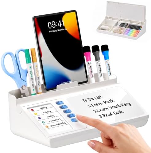 Desk Organizer Dry Erase Desktop Whiteboard with Storage, to Do List Board