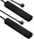Amazon Basics Rectangle 6-Outlet Surge Protector Power Strip with Circuit Breaker, 600 Joule, 2ft Cord, Black, 2-Pack