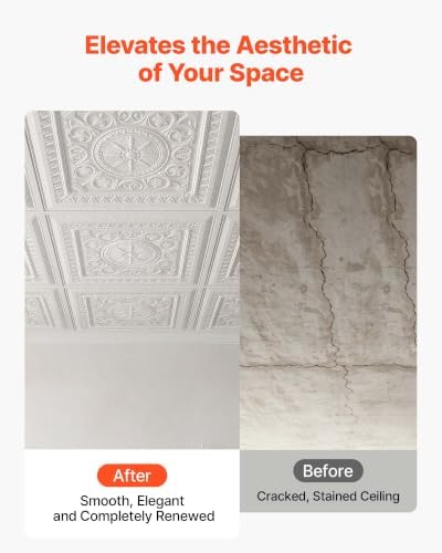 VEVOR 24 x 24 in PVC Ceiling Tiles 12-Pack White 3D Geometric Panels, Smooth PVC Sheet for Drop Grid only, Impact-Resistant, Paintable Surface, Easy Cut, Modern Decorative Style for Home, Office