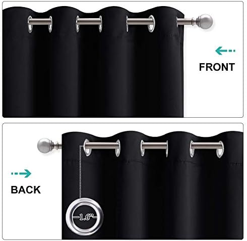 NICETOWN Neighbors Noise, Light & Thermal Blocking Blackout Curtains for Theater, Studio, Room Dividers Curtains, Thick & Heavy-Duty Drapes for Necessary Privacy (52" Wide x 102" Long, Black, 2 PCs)