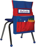 Carson Dellosa Chair Pockets for Classroom, Blue & Red, 1-Pack | Durable 15x19" Chairback Buddy for Classroom Supplies, Desk Buddy Pocket Organizer with Name Tag, Back of Chair Storage