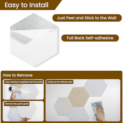 Cork Board Tiles, Magrowill 10-Pack Wall DIY Felt Panels Alternative Bulletin Board with Full Adhesive, 12x10 Inches Hexagon Interior Wall Decor Pin Board Felt Tiles for School Office Home Dorm