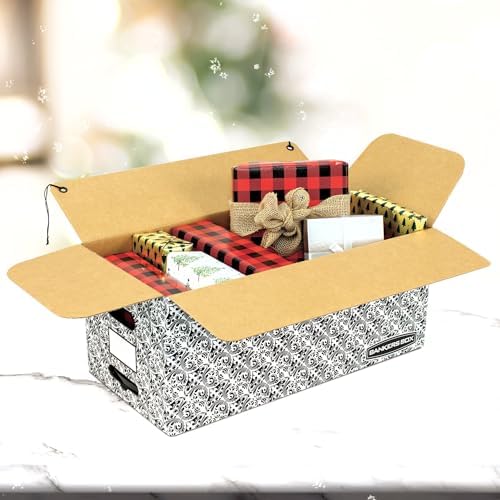 Bankers Box 4-Pack String & Button Medium-Duty File Box, Letter, FastFold