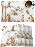Fall Floral Leaves Placemat, Thanksgiving Pumpkins Heat Resistant Washable Table Place Mats Boho Cotton Table Linens Party Holiday Decorations for Home Kitchen Dining Table Outdoor Indoor,