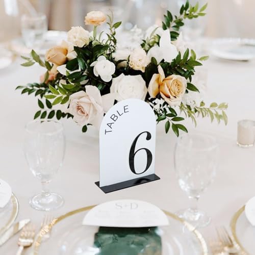 White Arch Wedding Table Numbers 1-10 with Stands