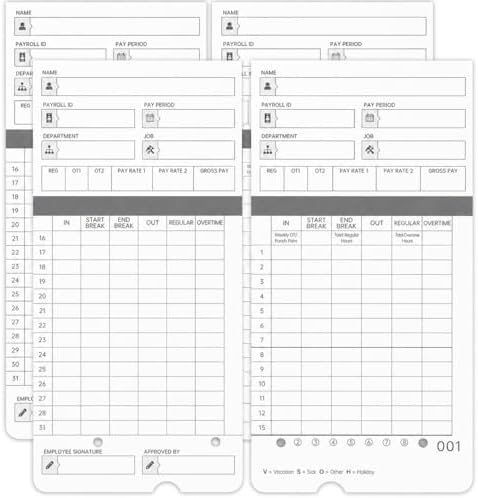 300 Time Cards, Compatible with uPunch HN4000/HN2000/HN2500/HN4500 Clocks