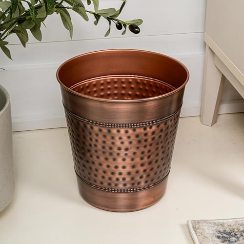 happimess Riley 2 Gal Hammered Steel Bin 10" H, Antique Copper, Set of 2