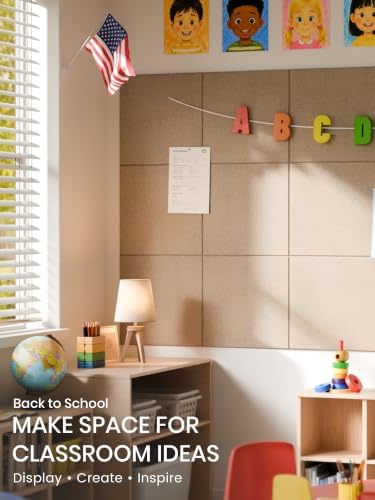 Bumusty 36"x 24" Large Felt Bulletin Board Tiles, Taupe