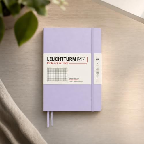 LEUCHTTURM1917 - Notebook Hardcover Medium A5-251 Numbered Pages for Writing and Journaling (Lilac, Squared)