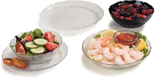 Carlisle FoodService Products Petal Mist Plate, Heavy Duty Polycarbonate Dish for Serving, 7.5", 36 Count, Clear
