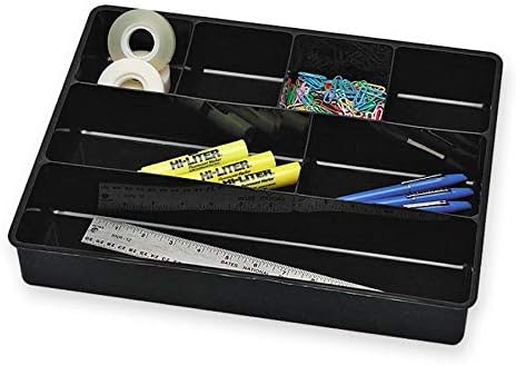 Rubbermaid Extra Deep Desk Drawer Director Tray, Plastic, 11.875 x 15 x 2.5 Inches, Black (Pack of 2)