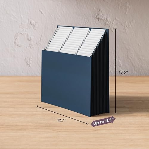Smead Expanding 12-Pocket Stadium File, 12.75" x 13.75" x up to 11.75", Navy (70211)