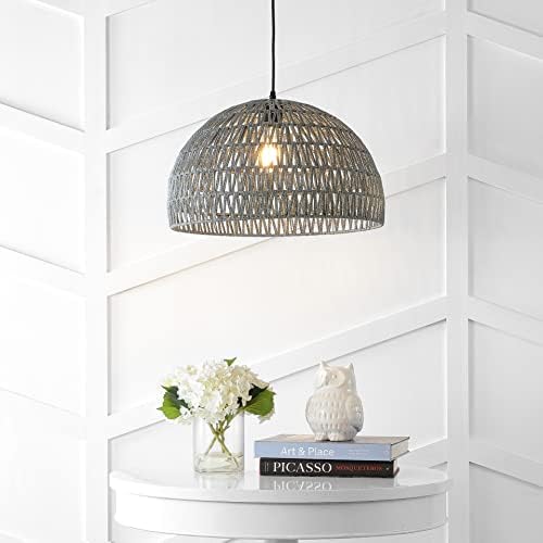 JONATHAN Y Campana 1-Light Pendant Dome Ceiling Lamp, 20", Gray