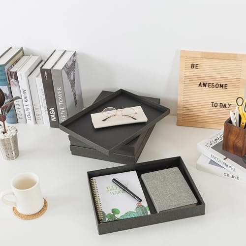 Soul & Lane - Letter Size Document Storage Boxes with Lids, Set of 3, Gray | Flat Cardboard Paper Organizers for Letters, Files, Photos and Crafts, Stackable Office Keepsake Storage for Manuscripts