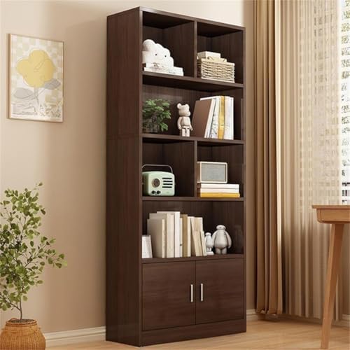 Closed Back Cabinet Wood Standard 9.5'' Wide Bookcase Bookshelf Storage Rack Multi-Layered Storage Shelf Cabinet Display Unit Integrated Against the Wall Black Oak 23.6" L x 9.4" W x 70.9" H