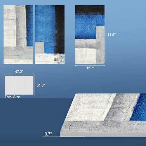 UMIACOUSTICS 3 Pcs 0.7Inch Thick Art Acoustic Panels, Decorative Acoustical Wall Panels, Sound Absorbing Art Panels for Home, Office, Hotel, Cerulean-Mist-Veil